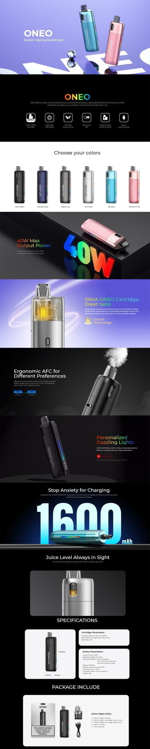 29670 OXVA Oneo Pod Kit 1600mAh 2ml